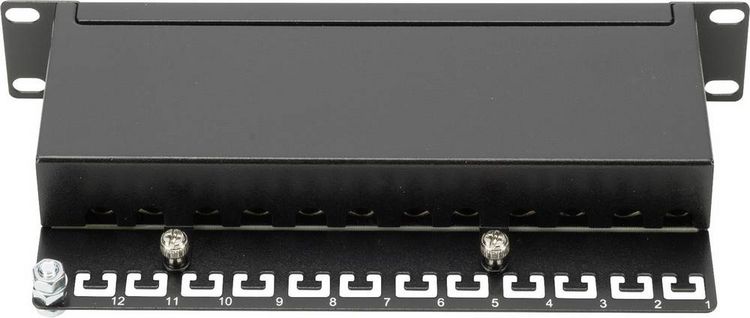 Produktbild: Digitus DN-91612S 12 Port Netzwerk-Patchpanel 254mm (10\") CAT 6 1 HE Best&uuml;ckt