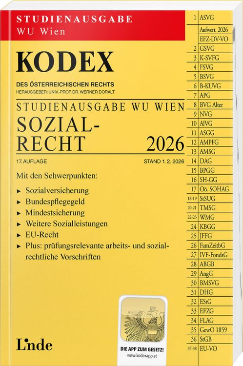 Produktbild: KODEX Studienausgabe Sozialrecht WU 2026