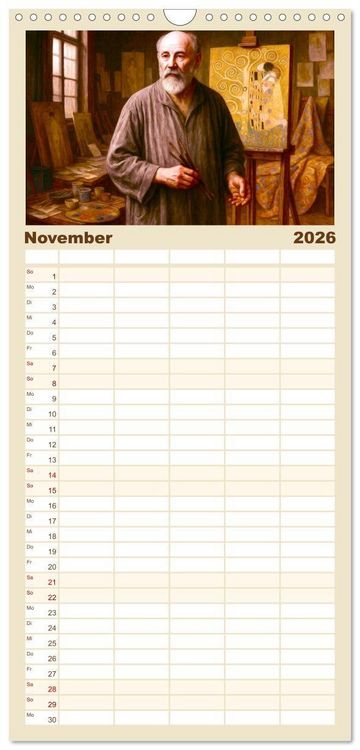 Produktbild: Familienplaner 2026 - Gustav Klimt. Sein Leben, seine Kunstwerke mit 5 Spalten (Wandkalender, 21 x 45 cm) CALVENDO
