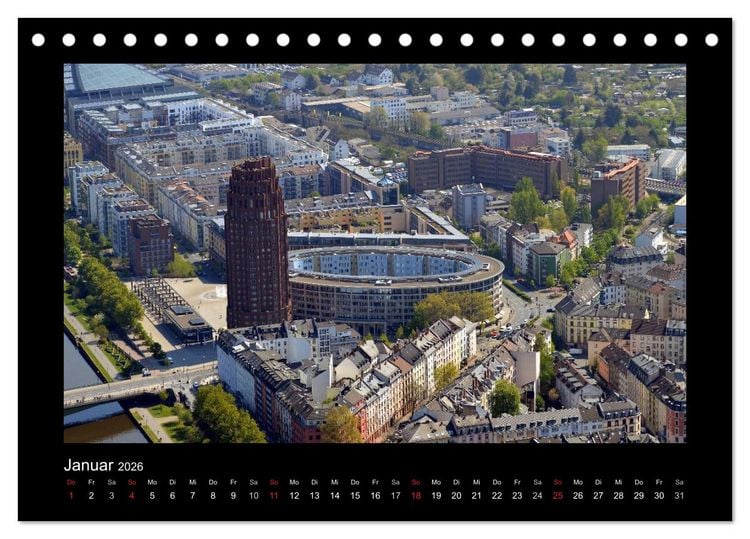 Produktbild: &uuml;ber den D&auml;chern von FRANKFURT (Tischkalender 2026 DIN A5 quer), CALVENDO Monatskalender