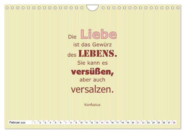 Produktbild: Zitate und Spr&uuml;che In Sachen LIEBE (Wandkalender 2026 DIN A4 quer), CALVENDO Monatskalender