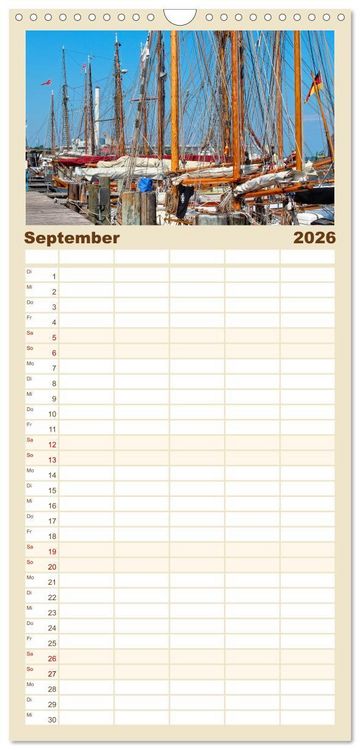 Produktbild: Familienplaner 2026 - Bezauberndes Flensburg mit 5 Spalten (Wandkalender, 21 x 45 cm) CALVENDO
