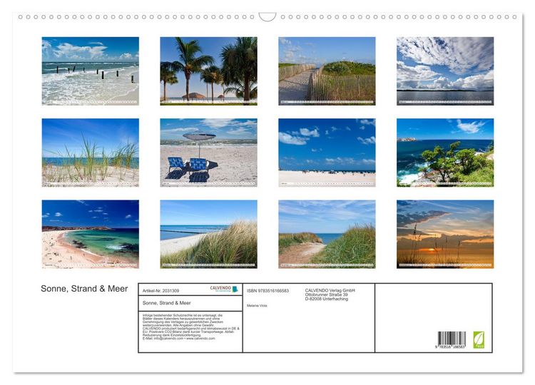 Produktbild: Sonne, Strand & Meer (Wandkalender 2026 DIN A2 quer), CALVENDO Monatskalender