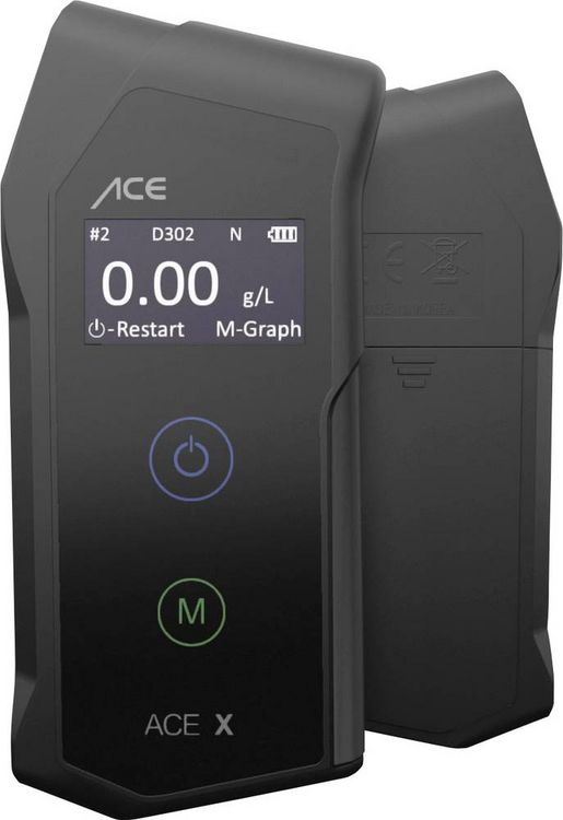 Produktbild: ACE X Alkoholtester Schwarz 0.0 bis 5 &permil; inkl. Display