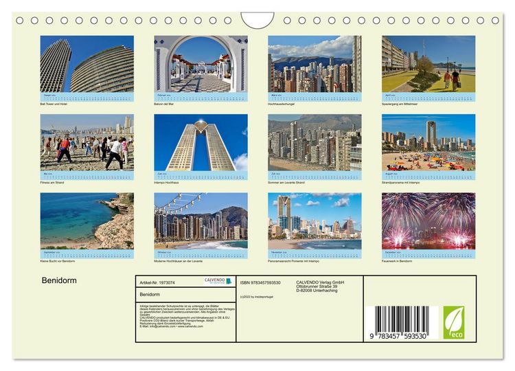 Produktbild: Benidorm (Wandkalender 2026 DIN A4 quer), CALVENDO Monatskalender