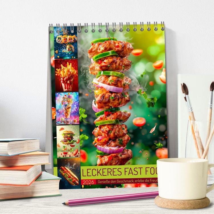 Produktbild: Leckeres Fast Food (Tischkalender 2026 DIN A5 hoch), CALVENDO Monatskalender
