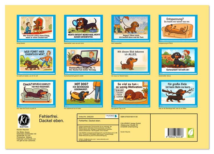 Produktbild: Fehlerfrei. Dackel eben. (hochwertiger Premium Wandkalender 2026 DIN A2 quer), Kunstdruck in Hochglanz