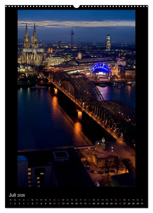 Produktbild: K&ouml;ln-Nachts - Eine Metropole nicht nur im Mondschein (hochwertiger Premium Wandkalender 2026 DIN A2 hoch), Kunstdruck in Hochglanz