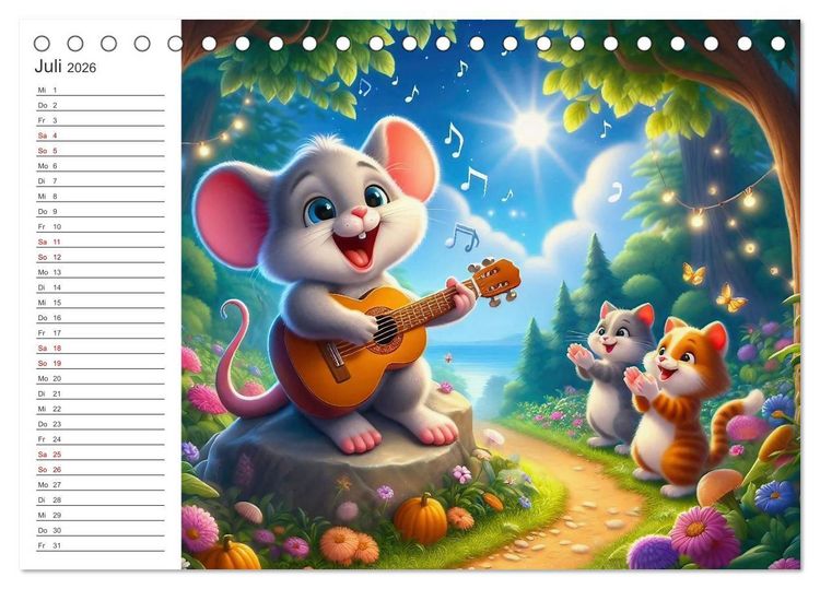 Produktbild: Musikalische Waldtiere (Tischkalender 2026 DIN A5 quer), CALVENDO Monatskalender