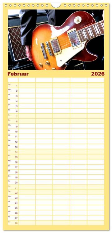 Produktbild: Familienplaner 2026 - Gitarren und Amps - abgerockt mit 5 Spalten (Wandkalender, 21 x 45 cm) CALVENDO
