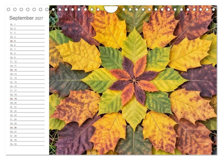 Produktbild: Natural Mandalas - Kraftvolle KI Mandalas aus Naturmaterialien (Wandkalender 2027 DIN A4 quer), CALVENDO Monatskalender