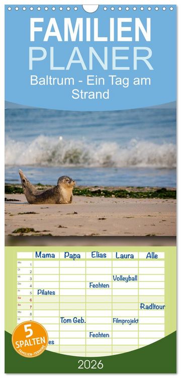 Produktbild: Familienplaner 2026 - Baltrum - Ein Tag am Strand mit 5 Spalten (Wandkalender, 21 x 45 cm) CALVENDO