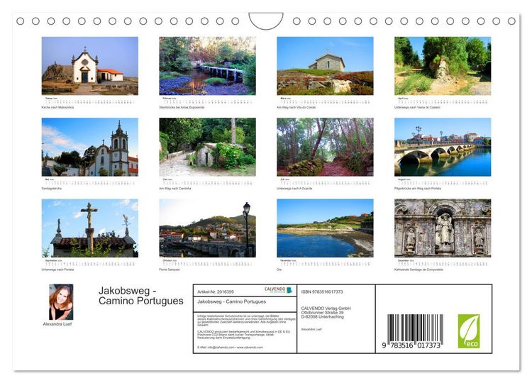 Produktbild: Jakobsweg - Camino Portugues (Wandkalender 2026 DIN A4 quer), CALVENDO Monatskalender