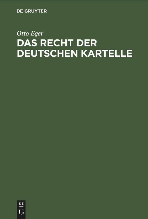 Produktbild: Das Recht der deutschen Kartelle