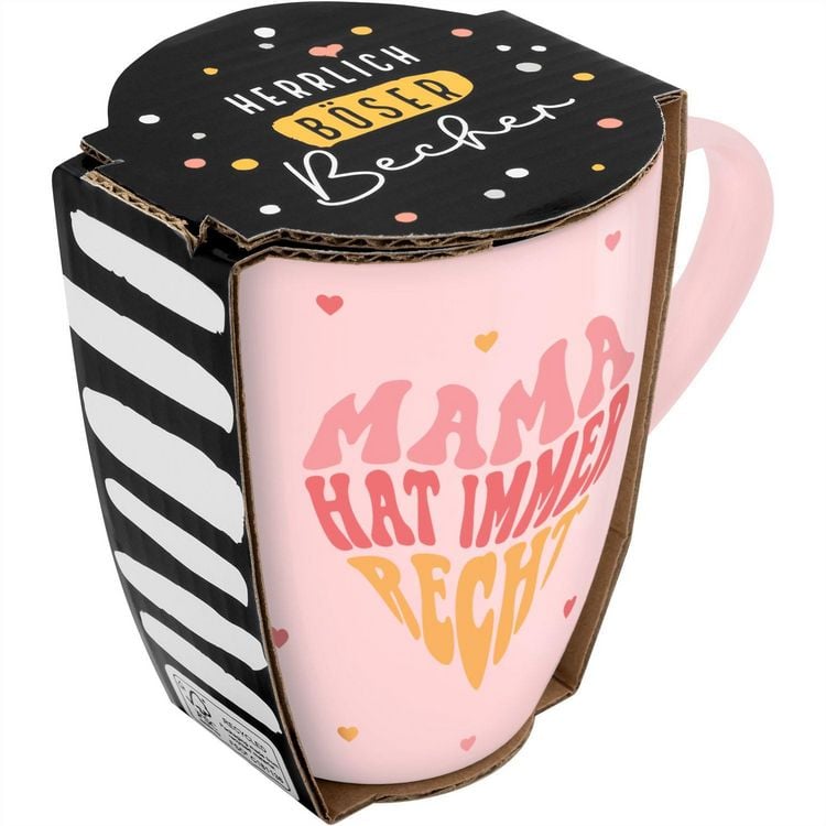Produktbild: Tasse mit Motivdruck "Mama hat immer recht", mit Banderole