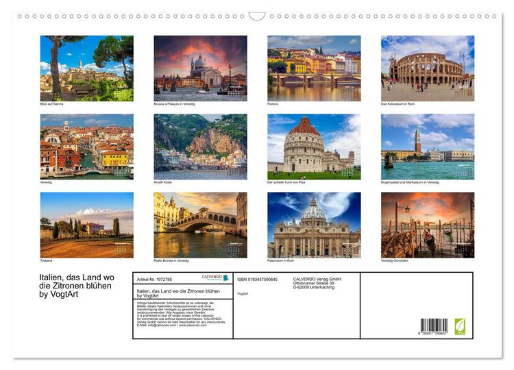 Produktbild: Italien, das Land wo die Zitronen bl&uuml;hen by VogtArt (Wandkalender 2026 DIN A2 quer), CALVENDO Monatskalender
