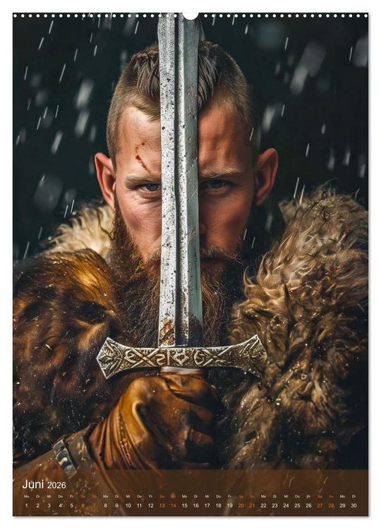 Produktbild: Wikinger - Fantasie Nordm&auml;nner mit Tattoo, Axt und Schwert (Wandkalender 2026 DIN A2 hoch), CALVENDO Monatskalender