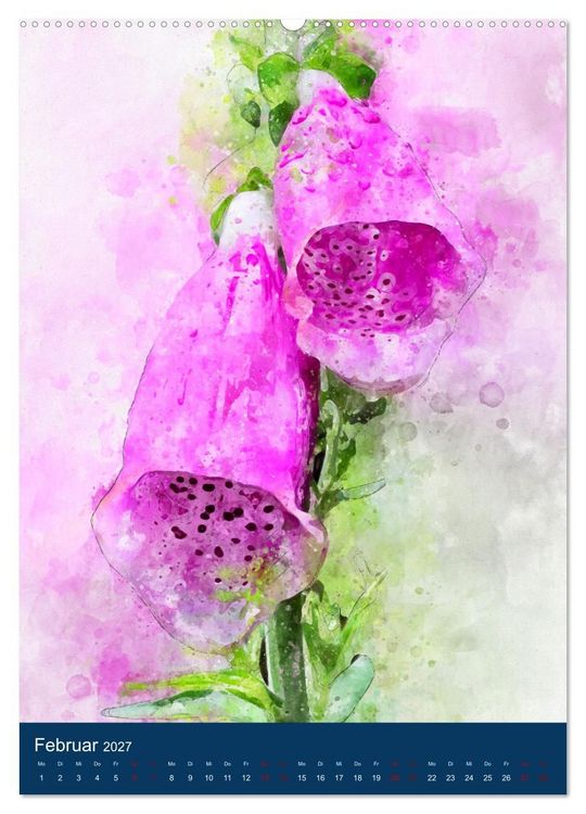 Produktbild: Wilde Blumen - Illustrierter Bl&uuml;tenzauber der Pflanzenwelt (hochwertiger Premium Wandkalender 2027 DIN A2 hoch), Kunstdruck in Hochglanz