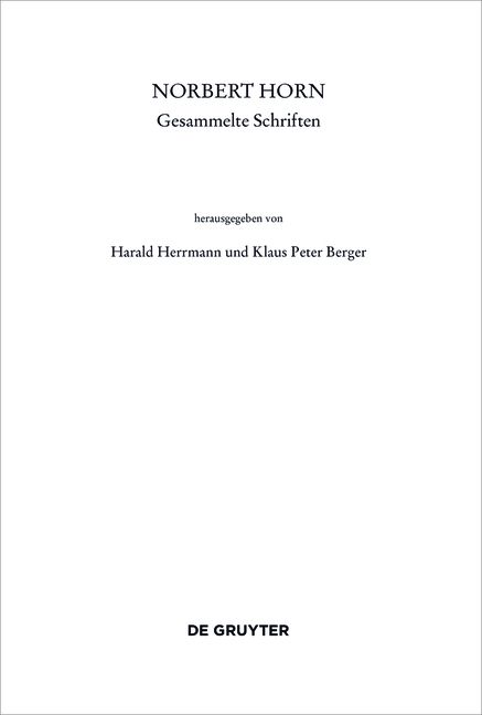 Produktbild: Norbert Horn, Gesammelte Schriften