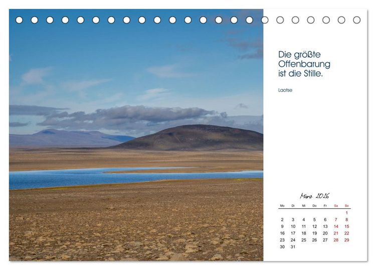 Produktbild: Insel der Elemente &ndash; Island in Bildern und Gedanken (Tischkalender 2026 DIN A5 quer), CALVENDO Monatskalender