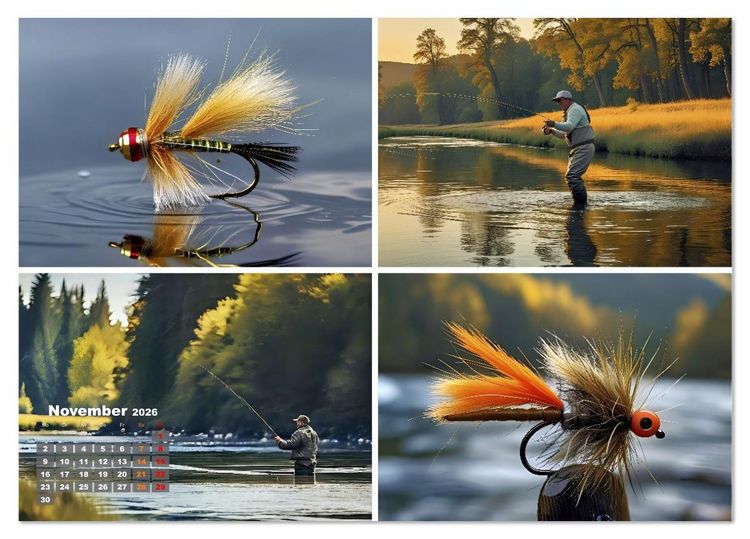 Produktbild: Lachsfischen im Fluss (Tischkalender 2026 DIN A5 quer), CALVENDO Monatskalender