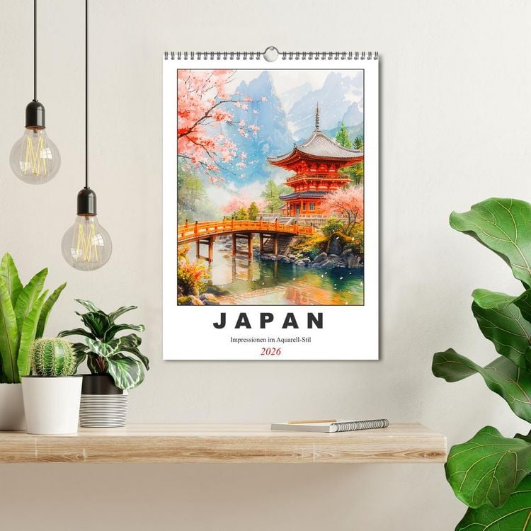 Produktbild: Japan. Impressionen im Aquarell-Stil (Wandkalender 2026 DIN A3 hoch), CALVENDO Monatskalender