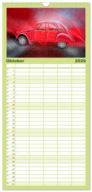 Produktbild: Familienplaner 2026 - Die Ente - Citro&euml;n 2CV mit 5 Spalten (Wandkalender, 21 x 45 cm) CALVENDO