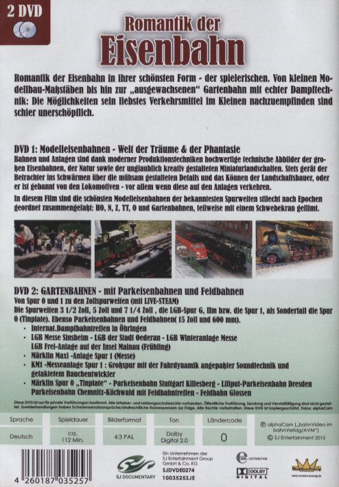 Produktbild: Romantik der Eisenbahn - Modelleisenbahnen & Gartenbahnen mit Parkeisenbahnen und Feldbahnen [2 DVDs]