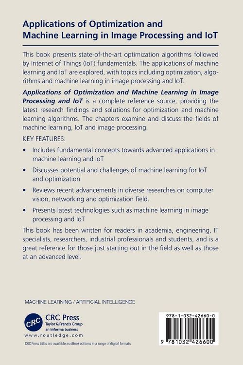 Produktbild: Applications of Optimization and Machine Learning in Image Processing and IoT