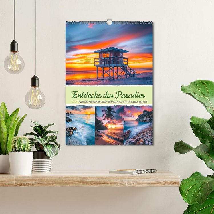 Produktbild: Entdecke das Paradies - Atemberaubende Str&auml;nde durch eine KI in Szene gesetzt (Wandkalender 2026 DIN A3 hoch), CALVENDO Monatskalender