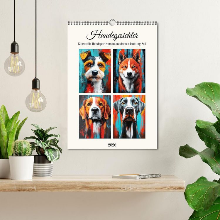 Produktbild: Hundegesichter. Kunstvolle Hundeportraits im modernen Painting-Stil (Wandkalender 2026 DIN A3 hoch), CALVENDO Monatskalender