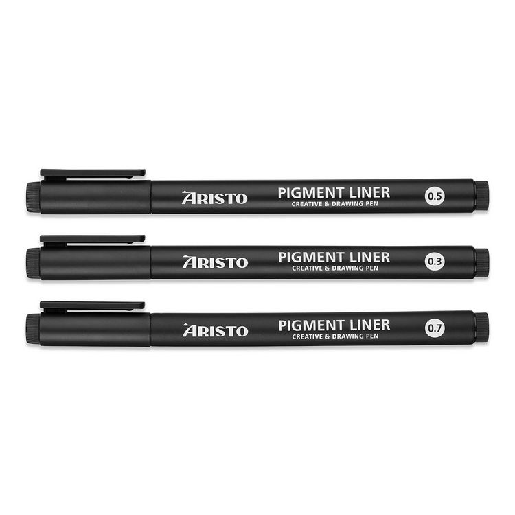 Produktbild: ARISTO Pigment Liner 3er-Set schwarz, St&auml;rken 0.3/0.5/0.7 mm