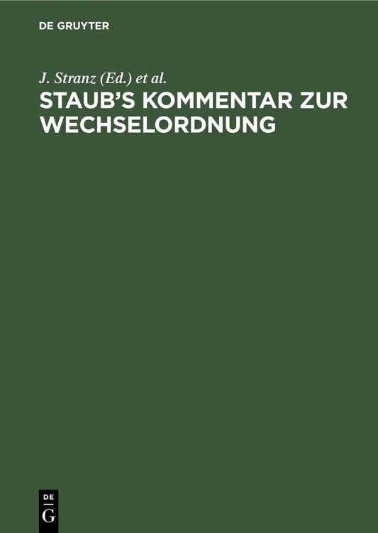Produktbild: Staub's Kommentar zur Wechselordnung