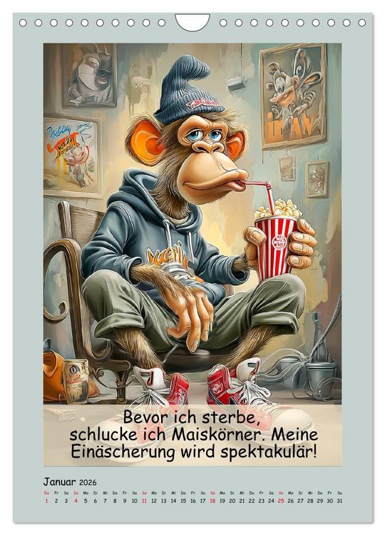 Produktbild: Affengeil. Humor aus dem Gro&szlig;stadtdschungel (Wandkalender 2026 DIN A4 hoch), CALVENDO Monatskalender