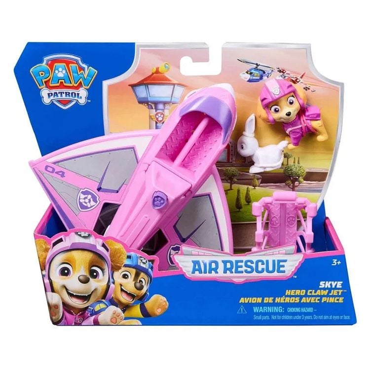 Produktbild: PAW Patrol Air Rescue - Skyes Rettungsflugzeug mit einziehbarer Klaue und Rettungskorb, mit Skye Spielfigur und Hase (Basis Fahrzeug)