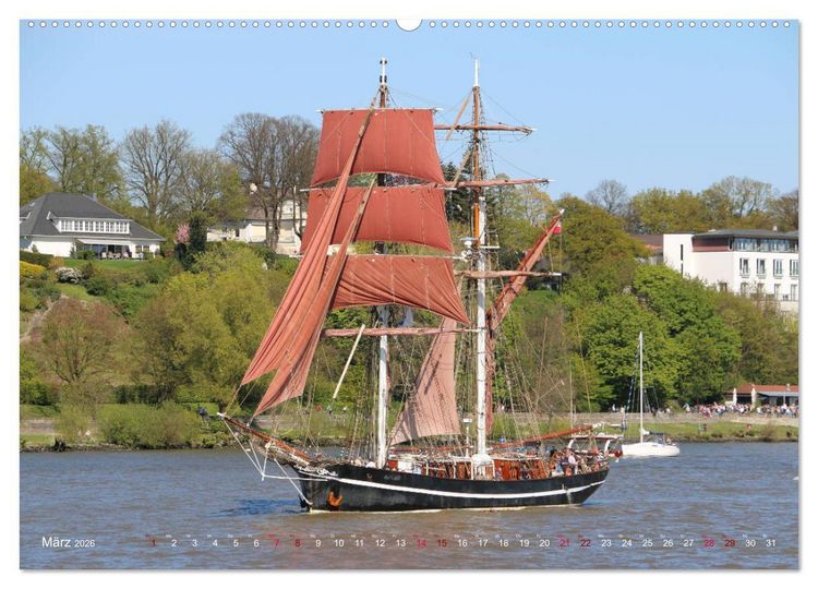 Produktbild: Segelschiffe auf der Elbe (Wandkalender 2026 DIN A2 quer), CALVENDO Monatskalender
