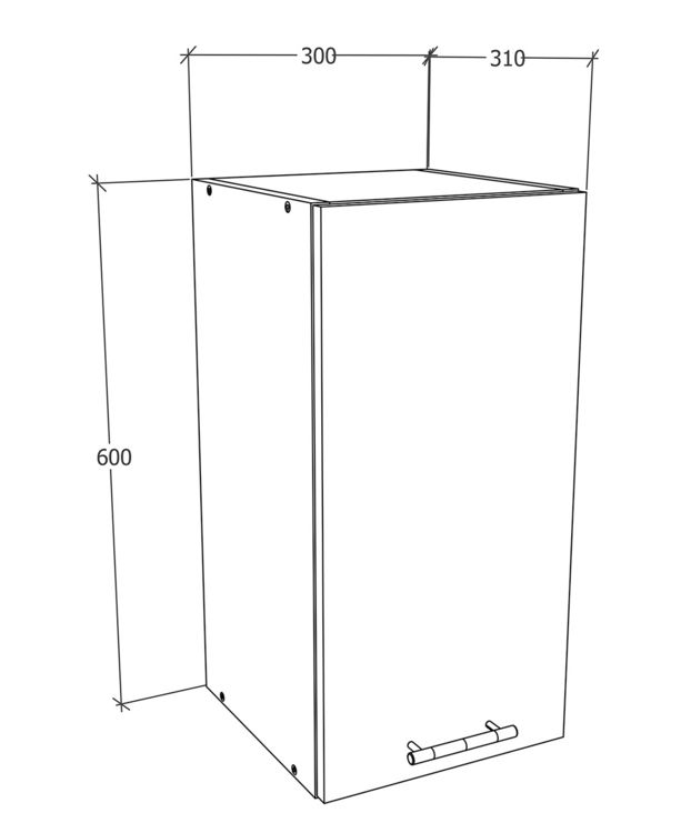 Produktbild: K&uuml;chenschrank B. 30 cm H&auml;ngeschrank K&uuml;che Esilo