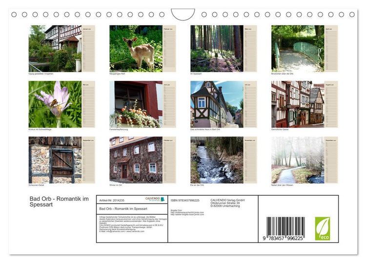 Produktbild: Bad Orb - Romantik im Spessart (Wandkalender 2026 DIN A4 quer), CALVENDO Monatskalender