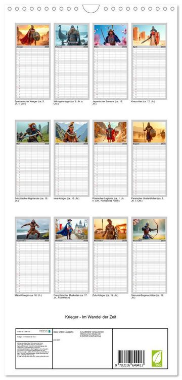 Produktbild: Familienplaner 2026 - Krieger - Im Wandel der Zeit mit 5 Spalten (Wandkalender, 21 x 45 cm) CALVENDO