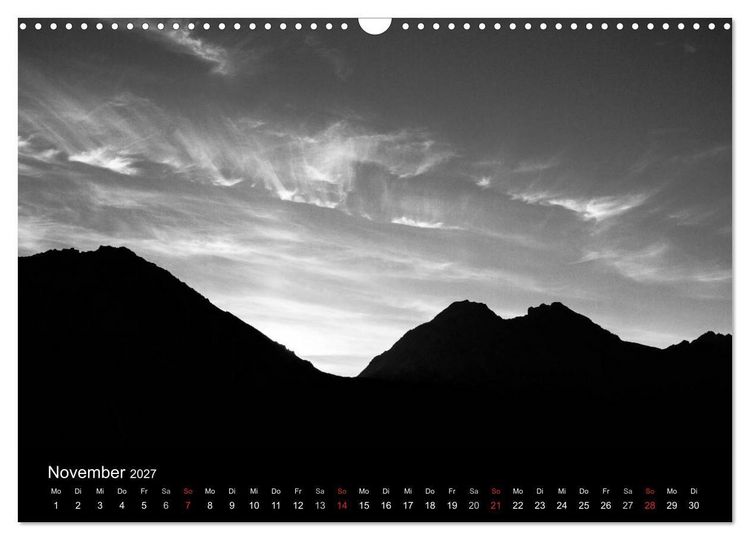 Produktbild: BERGE IN SCHWARZ WEISS (Wandkalender 2027 DIN A3 quer), CALVENDO Monatskalender
