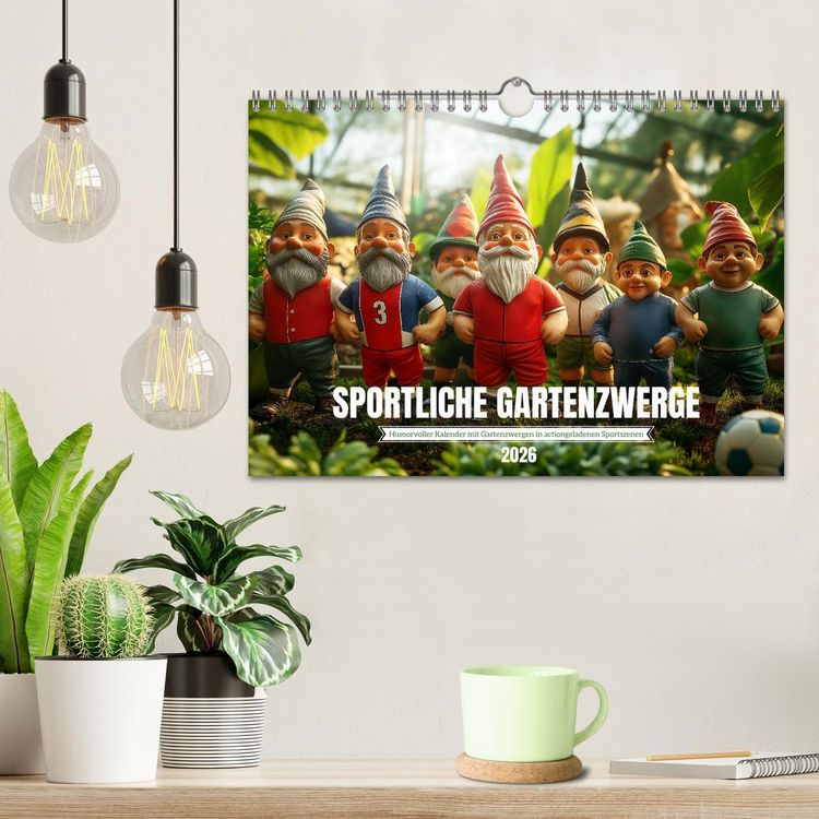 Produktbild: Sportliche Gartenzwerge (Wandkalender 2026 DIN A4 quer), CALVENDO Monatskalender