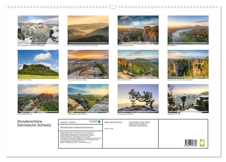 Produktbild: Wundersch&ouml;ne S&auml;chsische Schweiz (Wandkalender 2026 DIN A2 quer), CALVENDO Monatskalender