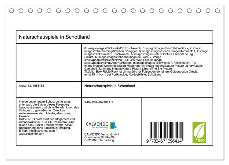 Produktbild: Naturschauspiele in Schottland (Tischkalender 2026 DIN A5 quer), CALVENDO Monatskalender