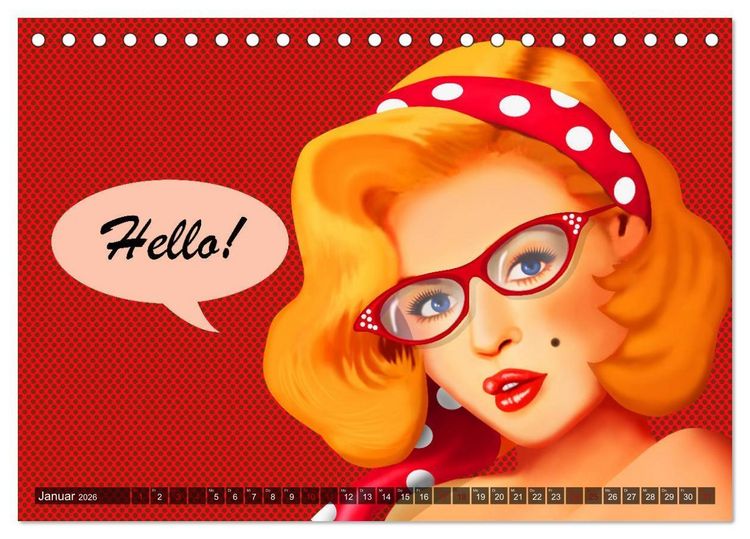 Produktbild: Pin-Up Girls im Retro Style by Mausopardia (Tischkalender 2026 DIN A5 quer), CALVENDO Monatskalender