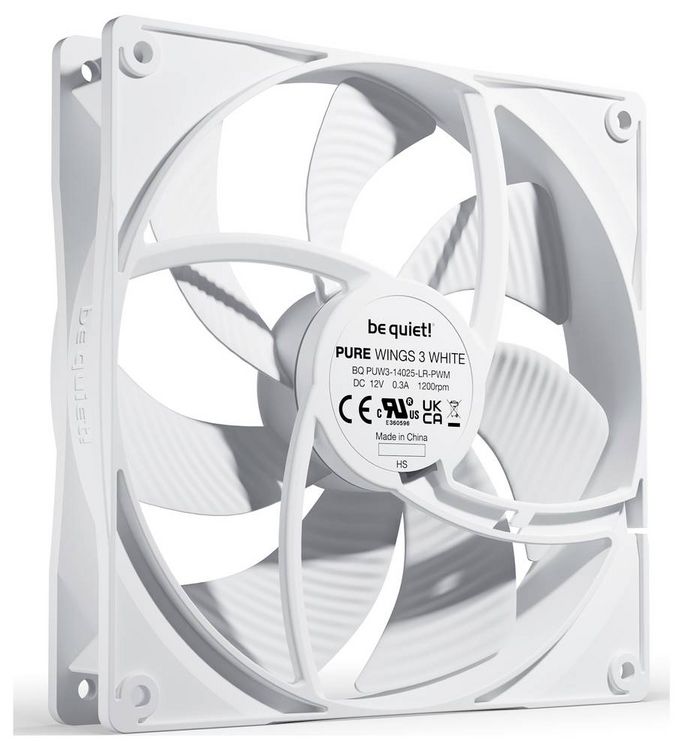 Produktbild: BeQuiet PURE WINGS 3 White 140mm PWM PC-Geh&auml;use-L&uuml;fter Wei&szlig; (B x H x T) 140 x 25 x 140mm