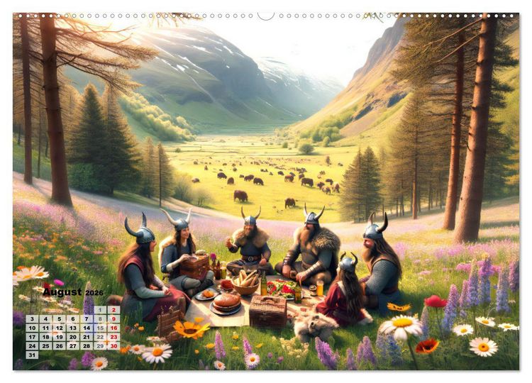 Produktbild: Wikinger - Ein Jahr im Leben der Nordm&auml;nner (hochwertiger Premium Wandkalender 2026 DIN A2 quer), Kunstdruck in Hochglanz