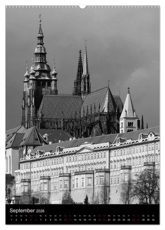 Produktbild: Prag - Die goldene Stadt in monochrom (hochwertiger Premium Wandkalender 2026 DIN A2 hoch), Kunstdruck in Hochglanz