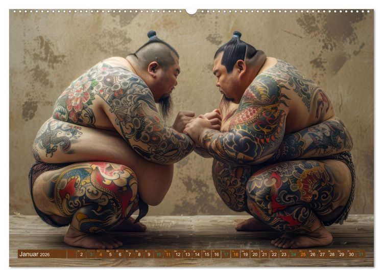 Produktbild: Sumo - Japans schwere Ringer (hochwertiger Premium Wandkalender 2026 DIN A2 quer), Kunstdruck in Hochglanz