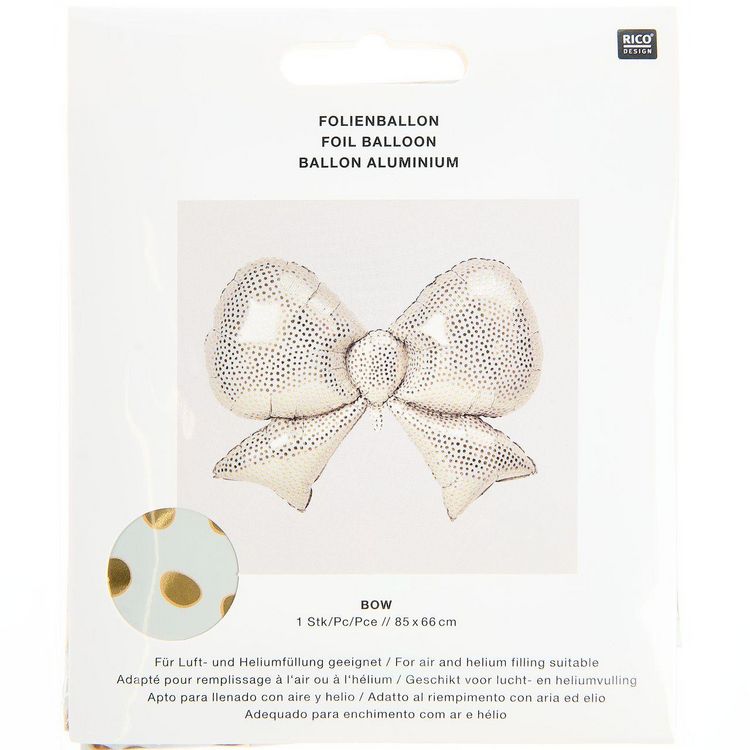 Produktbild: Folienballon Schleife, P&uuml;nktchen, Creme/Gold