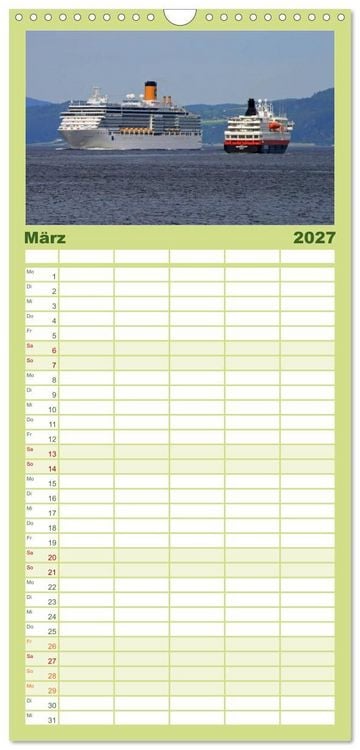 Produktbild: Familienplaner 2027 - Hurtigruten - Entlang der norwegischen K&uuml;ste mit 5 Spalten (Wandkalender, 21 x 45 cm) CALVENDO